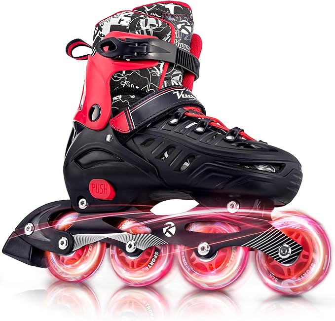 Inline Skates for Kids and Adult, Adjustable Fun Illuminating Skates for Girls, Boys, Women and Men Outdoor and Indoor, Beginner