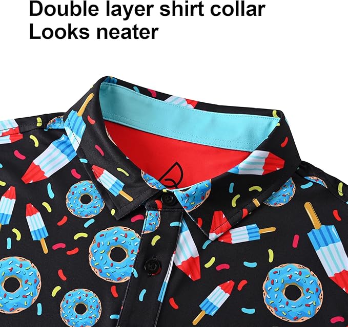 DEOLAX Mens Polo Shirts Fashion Print Mens Golf Shirt Dry Fit Mens Golf Polo Short Sleeve Quick Dry Funny Golf Shirt for Men