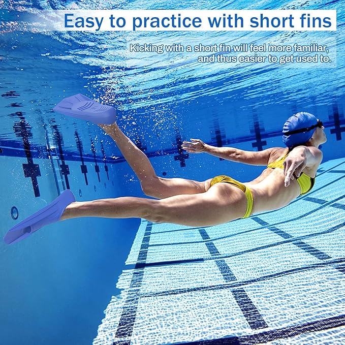 Gintenco Swim Fins, Kids Swim Training Fins for Lap Swimming, Travel Size Flippers with Mesh Bag, Silicone Swimming Fins for Kids Teens Adults Women Men