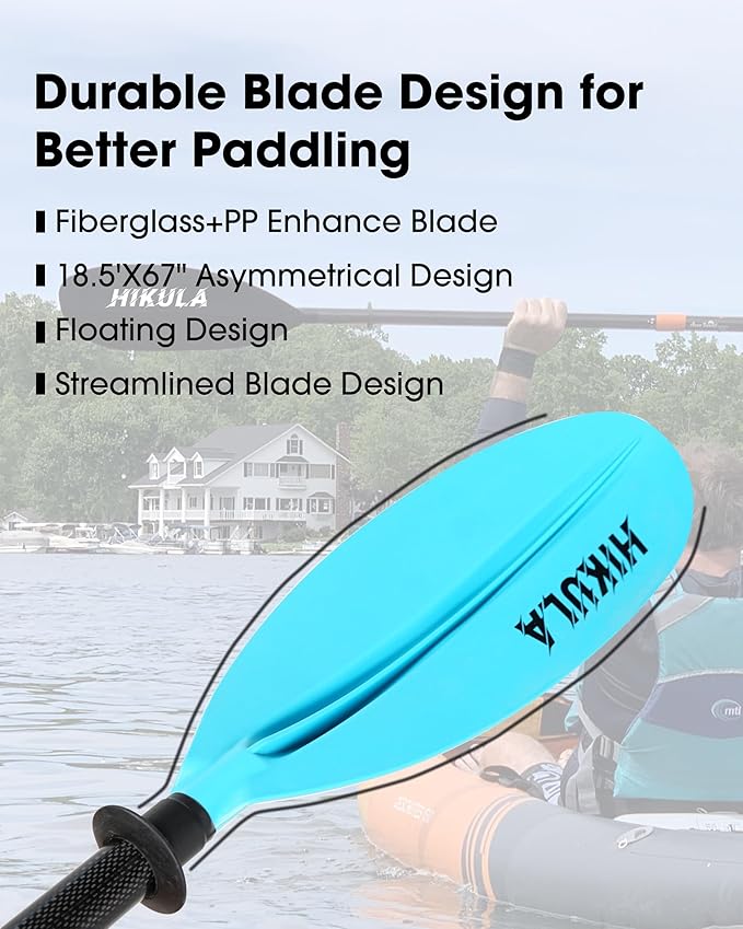 Adjustable Kayak Paddle with Carbon Shaft and PP Blade Available in 220-230/220-240/230-250cm Floating Lightweight Kayak Oars with Original Pattern