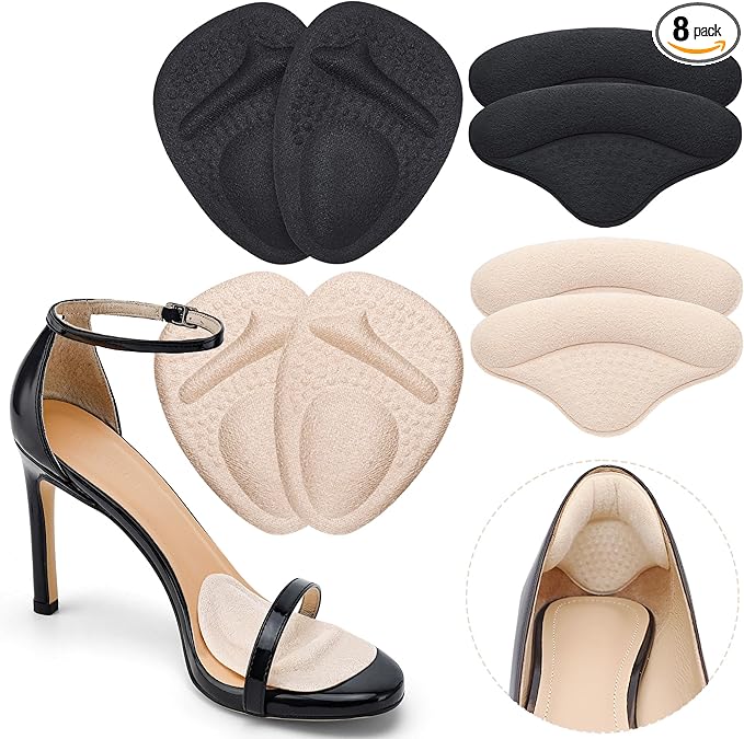 Ball of Foot Cushions,Metatarsal Pads for Women,Heel Cushion Pads, Heel Grips Liners for Heel Pain Relief, Blisters,Friction, Non-Slip Shoe Inserts for Loose Shoes,Shoe Fillers Make Shoes Fit Tighter