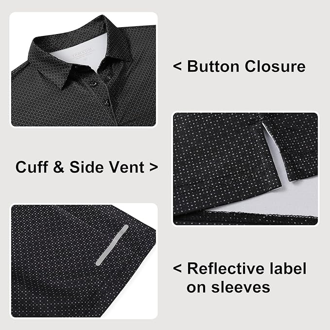 Golf Shirts for Men - Moisture Wicking Short Sleeve Performance Sport Casual Striped Collared Mens Polo Shirt