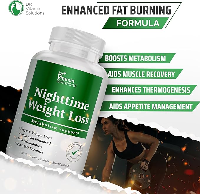 DR VITAMIN SOLUTIONS Nighttime Fat Burner Supplements - Appetite Suppressants for Weight Loss - Night-Time Fat Burner for Women and Men Supporting Sleep & Relaxation - Weight Loss Pills - 30