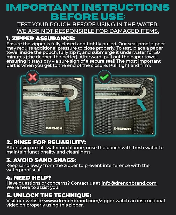 DRENCH Waterproof Waist Pouch with Floating Waterproof Phone Case | Submersible Dry Bag Fanny Pack | Phone Holder for Swimming, Boating, SUP, Snorkeling | IPX8 Floating Phone Pouch Included