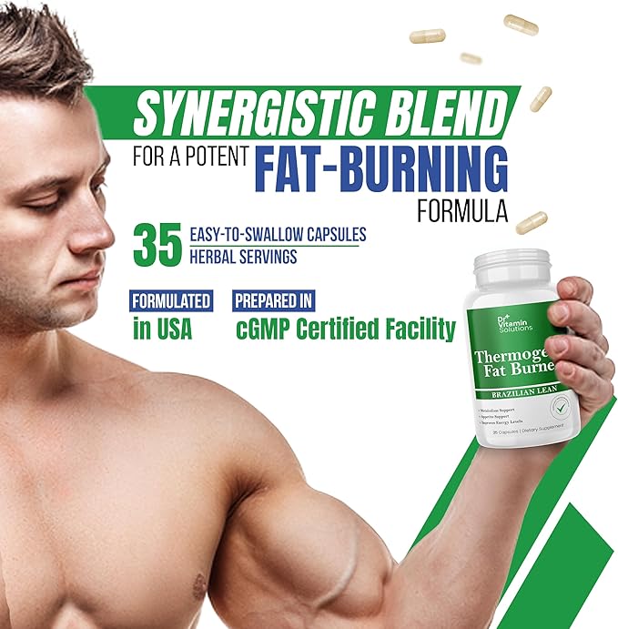 DR VITAMIN SOLUTIONS Thermogenic Fat Burner – Natural Appetite Control & Metabolic Booster with Green Tea & Bloat Defense (35 Capsules)