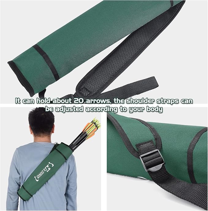 Elong Adjustable Archery Back Arrow Quiver Holder - Upgraded Quiver Arrows for Compound Recurve Bow and Hunting Target Practicing Youth and Adults