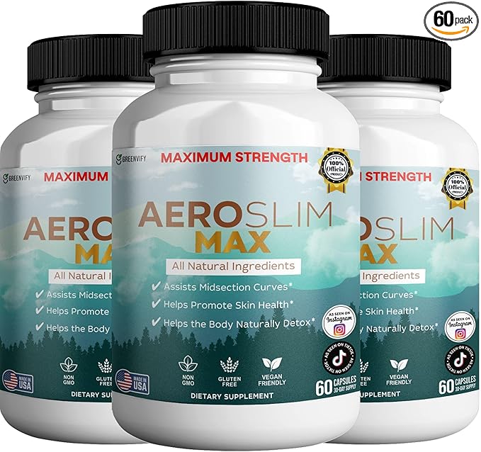 Aeroslim Max Natural Dietary Supplement, 60 Capsules, Maximum Strength, Vegan, Gluten Free, Non-GMO, Made in USA (3)