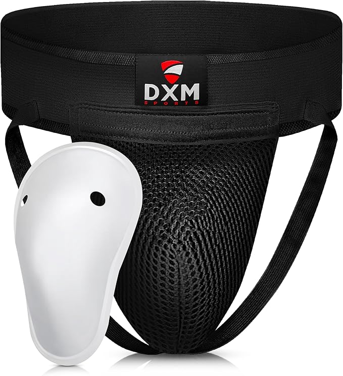 DXM SPORTS Boxing Groin Protector Men – Adjustable Groin Guard for Kickboxing, Taekwondo Sparring Gear, Muay Thai, Martial Arts Training