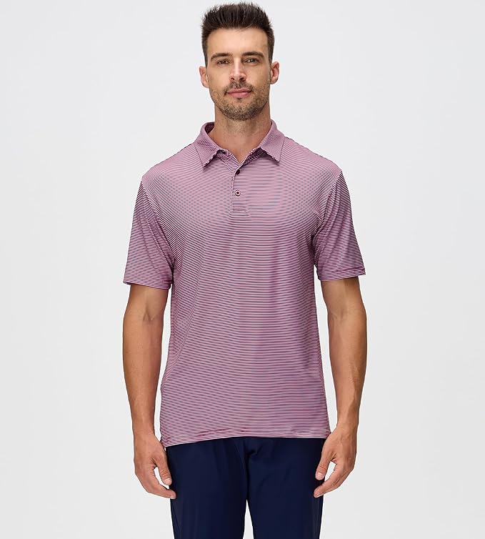 Esabel.C Jacquard Golf Shirts for Men Moisture Wicking Short Sleeve Performance Dry Fit Active Mens Polo Shirts