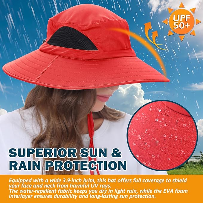 EINSKEY Wide Brim Sun Hat, UPF 50+ UV Protection Waterproof Packable Bucket Hat for Men & Women, Fishing Hiking Beach Garden