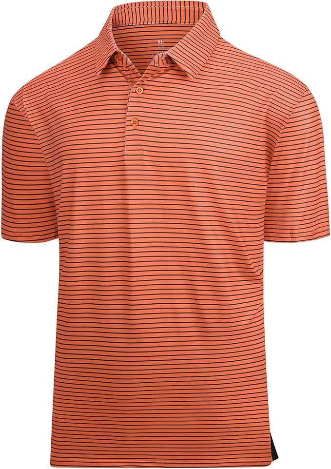 Esabel.C Jacquard Golf Shirts for Men Moisture Wicking Short Sleeve Performance Dry Fit Active Mens Polo Shirts