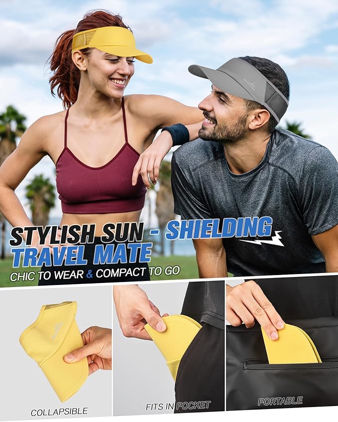 GXCROR Sports Sun Visor Hat Men Women, Lightweight Breathable Quick Dry Sports Sun Hat for Running Golf Tennis