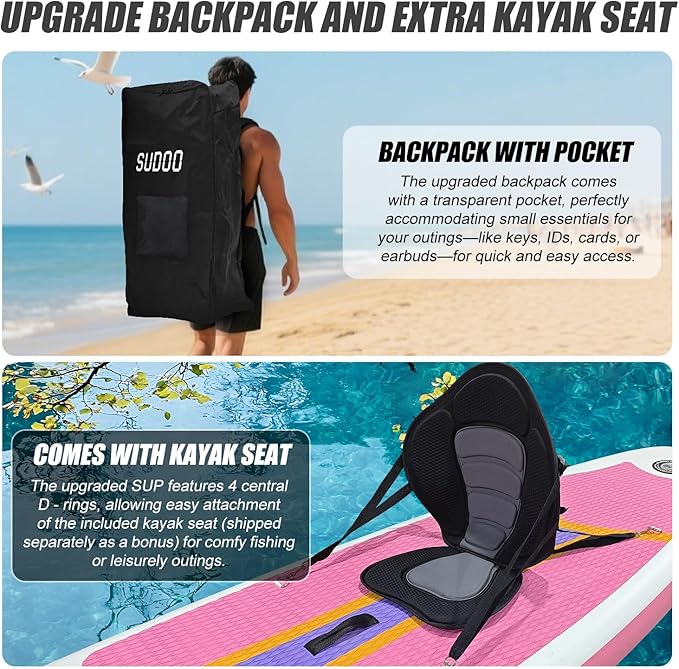 Inflatable Stand Up Paddle Board 10‘x30‘‘- Ultra-Light SUP with Backpack, Pump, Paddle, Coil Leash, 3 Fins, Repair Kit, Stable Design, Non-Slip EVA Deck for Adults & Youth