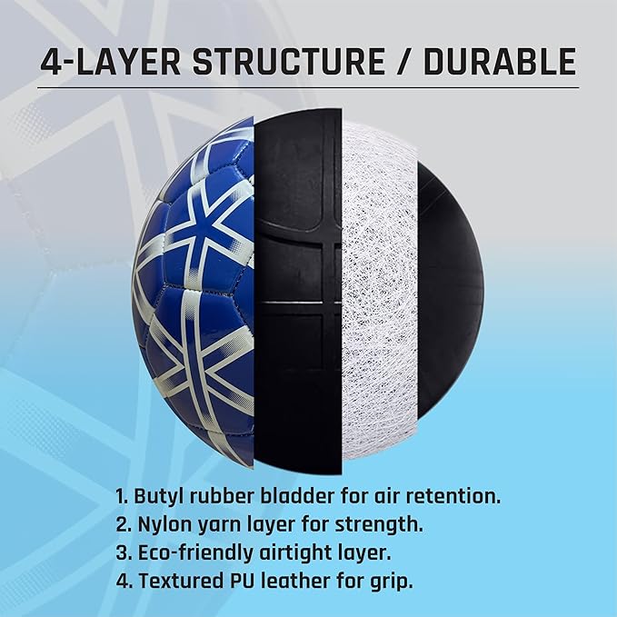 Almos Training Soccer Ball – for Club Match, Training, Match Performance, Indoor & Outdoor Soccer, Suitable for Grass & Astro | PVC Soccer Ball | Size 4 & Size 5 for Adult Soccer Players, Blue |