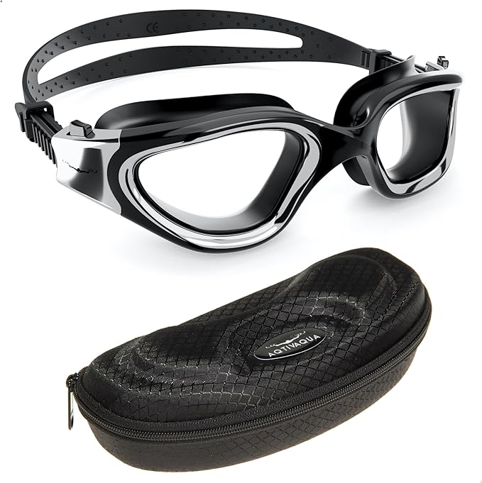 AqtivAqua Swimming Goggles, DX Wide View Swim Goggles for Adult Men Women, Anti Fog No Leaking