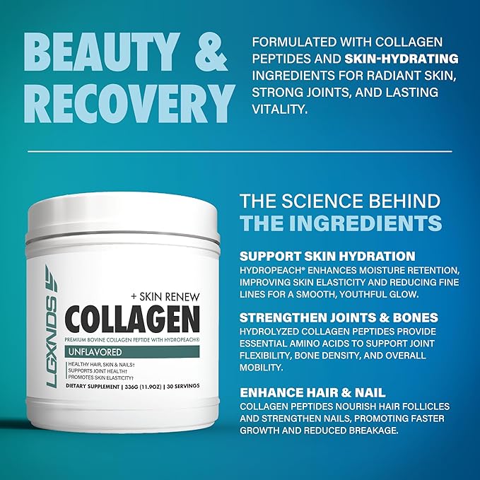 Collagen Powder, Hydrolyzed Collagen Peptides, Grass-Fed, Non-GMO, Unflavored, 20g Protein Per Serving, Supports Skin, Hair, Nails, Joints & Gut Health, Keto & Paleo-Friendly, 30 Servings