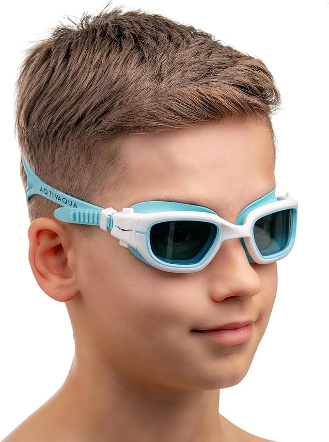 AqtivAqua Swimming Goggles for Kids, MINI-DX Wide View Swim Goggles for Kids Boys Girls, Anti Fog No Leaking