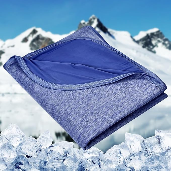 HOMFINE Cooling Blankets for Hot Sleepers - Summer Blanket Thin Lightweight Breathable Soft Double Side Enhanced Cooling for Bed Couch Sofa, Keep Cool for Night Sweats (Dark Blue, 90 x 90 inches)