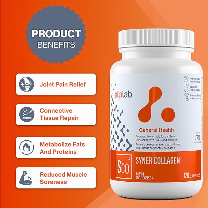 ATP LAB | Syner Collagen 120 caps | Formerly Collagenik. Collagen Regeneration Formula 79% More Effective Than glucosamine