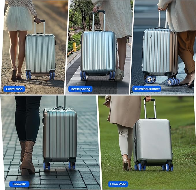 8 Pcs Upgrade Luggage Wheel Covers, Carry On Luggage Suitcases,Wear-Resistant, Anti-Noise, Silicone Wheel Protective Covers for 2-2.4" Spinner Wheel,Essential Travel Accessories (Blue)