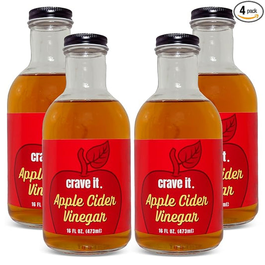 Crave It. Apple Cider Vinegar with Mother - Gut Health & Digestion - Made with Utah Honey - 16oz - 4pk