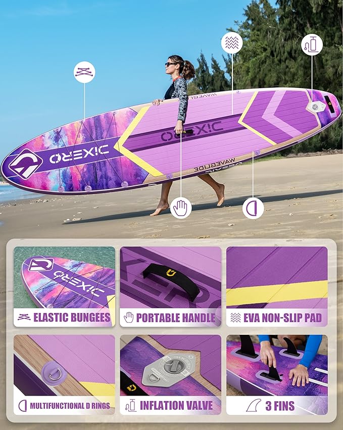 Inflatable Stand Up Paddle Board with SUP Accessories, Anti-Slip EVA Deck, 11'*33" Inflatable Paddle Boards for Adults & Youth of All Skill Levels