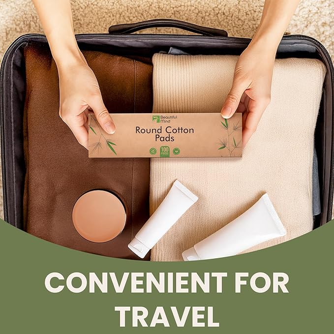 Cotton Round Pads for Face 100 Pack - 3 Layer Eye Makeup and Nail Polish Remover - Lint Free Cleansing Circle Pad for Facial Exfoliating, Toner - Travel Size Skin Care Rounds