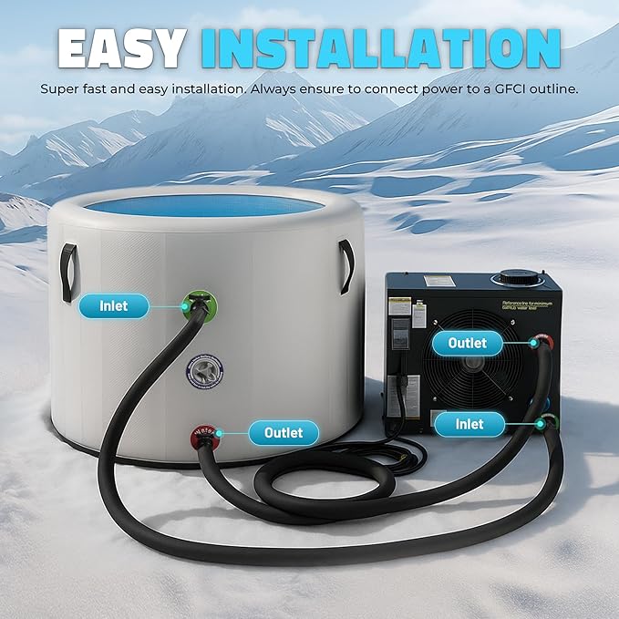 All-In-One Cold Plunge Chiller for Ice Bath | Gale Series 3/4 HP Water Chiller and Heater with WiFi, App and Touch Control, Ozone, Water Filter, Chiller for Indoor/Outdoor Use - Black