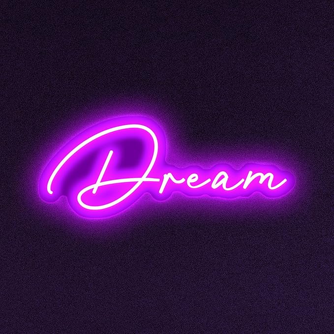 Dreamy Purple Dream LED Neon Light Sign Neon Dream Sign forChildren's Bedroom Living Room Dormitory Night Atmosphere Light Switch Controllable Reusable USB Power Supply (14.96"*7.09")