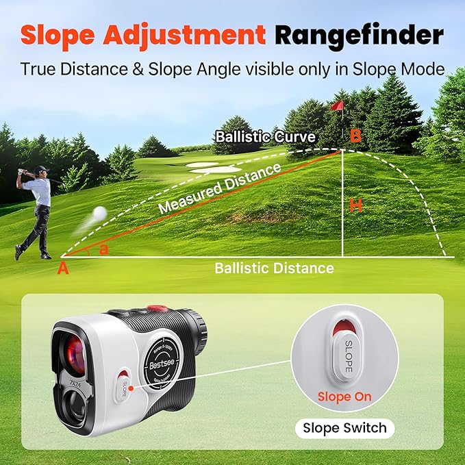 Golf Laser Rangefinder with Slope, 1500Y Range Finder, 0.3s Flagpole Locking Vibration, 7X Magnification, Magnet Stripe, 85% Transmission Lens for Golfing/Hunting, Golf Accessories for Men