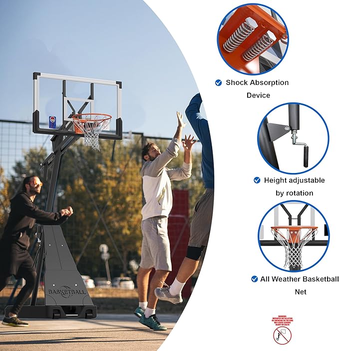 Basketball Hoop Outdoor with 44/54 Inch Shatterproof Backboard, 5.25-10FT Height Portable Basketball Hoop with Sandbag, Adjustable Basketball Goal System