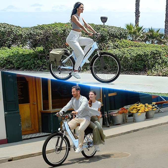 DriftGod 26" Electric Bike for Adults – Powerful 1000W Motor, 48V Removable Battery, 7-Speed, Front Suspension & LCD Display – Commuter and Mountain EBike for Women