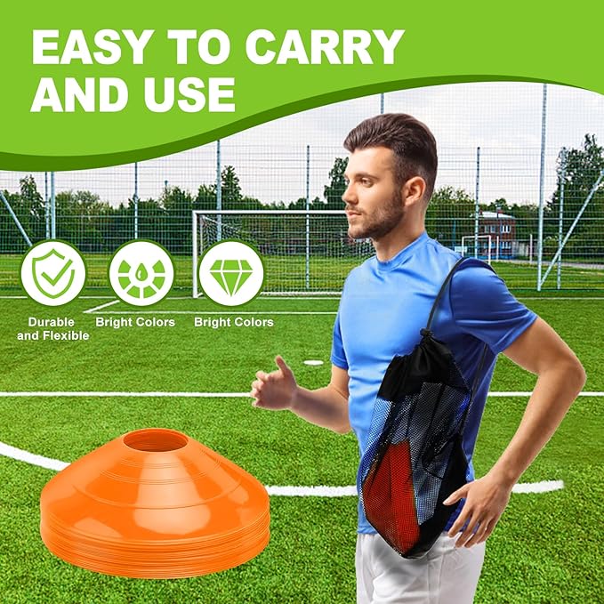 Ashsajkd(Set of 25/50/100 - Agility Soccer Cones with Carry Bag and for ， Football Cones for TrainingFootball, Basketball, Coaching, Agility Cones for Indoor and Outdoor Games