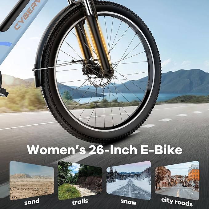 DriftGod 26" Electric Bike for Adults – Powerful 1000W Motor, 48V Removable Battery, 7-Speed, Front Suspension & LCD Display – Commuter and Mountain EBike for Women