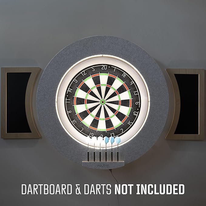 Dart Board Cabinet Set with LED Light; Bristle Dartboard, Built in LED Light, Darts and Chalkboards
