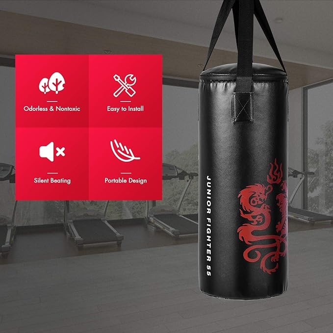 GYMAX Kids Punching Bag Set, Prefilled Junior Kick Boxing Bag Kit with Gloves & Jumping Rope, Heavy Duty Wall Mounted Punching Bag for Youth MMA, Martial Kungfu Thai Training