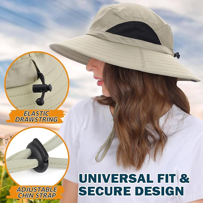 EINSKEY Wide Brim Sun Hat, UPF 50+ UV Protection Waterproof Packable Bucket Hat for Men & Women, Fishing Hiking Beach Garden