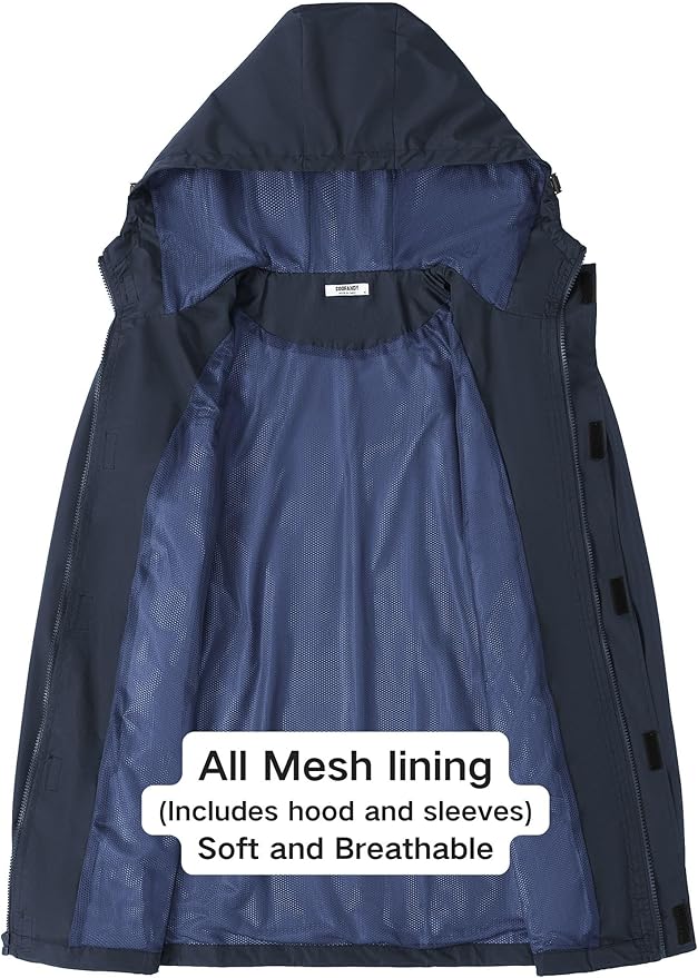 COOFANDY Men's Rain Jacket Waterproof With Hood Lightweight Packable Shell Raincoat Windbreaker For Cycling Golf Travel