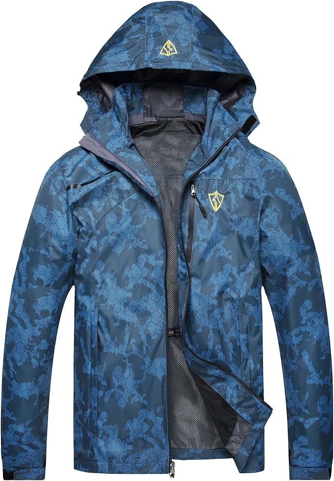 GIISAM Mens Windproof Jacket Waterproof Lightweight Mountain Sport Jacket for Men Hooded Windbreaker Raincoat