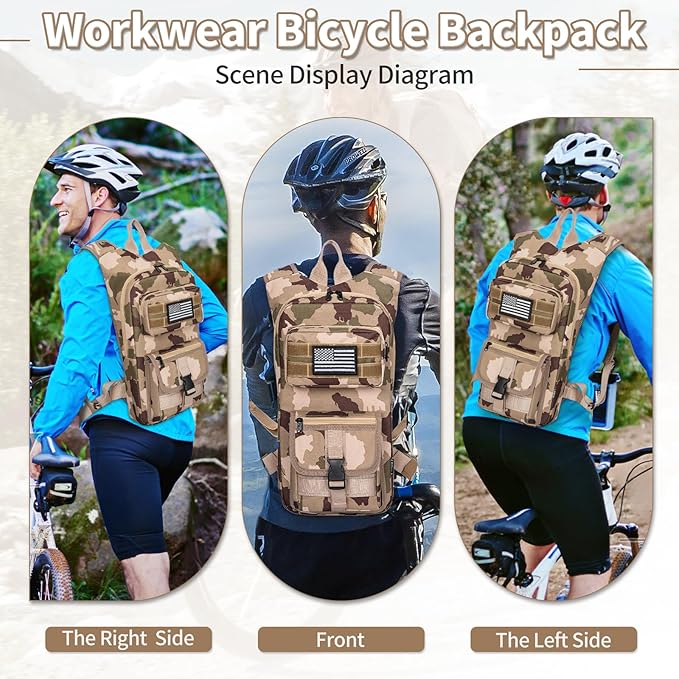 Hydration Backpack, Tactical Molle Water with 2L TPU Water Bladder, for Men Women Lightweight Water Backpack, Hydration Pack for Hiking, Biking, Climbing and Hunting
