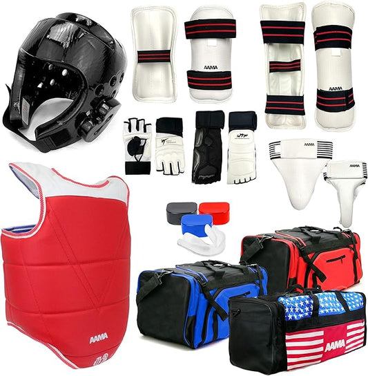 AAMA Complete Taekwondo Sparring Protective Gear Equipment Set - Customizable