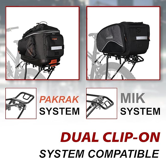 Ibera Bike Rack - Bicycle Touring Carrier Plus+ for Disc Brake/Non-Disc Brake Mount, Fat Tire Bikes, Frame-Mounted for Heavier Top & Side Loads, Height Adjustable for 26"-29" Frames