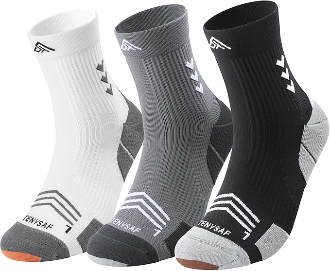 Compression Sport Running Socks: Athletic Crew Socks for Men Women Cycling Hiking Basketball Work,3 Pairs