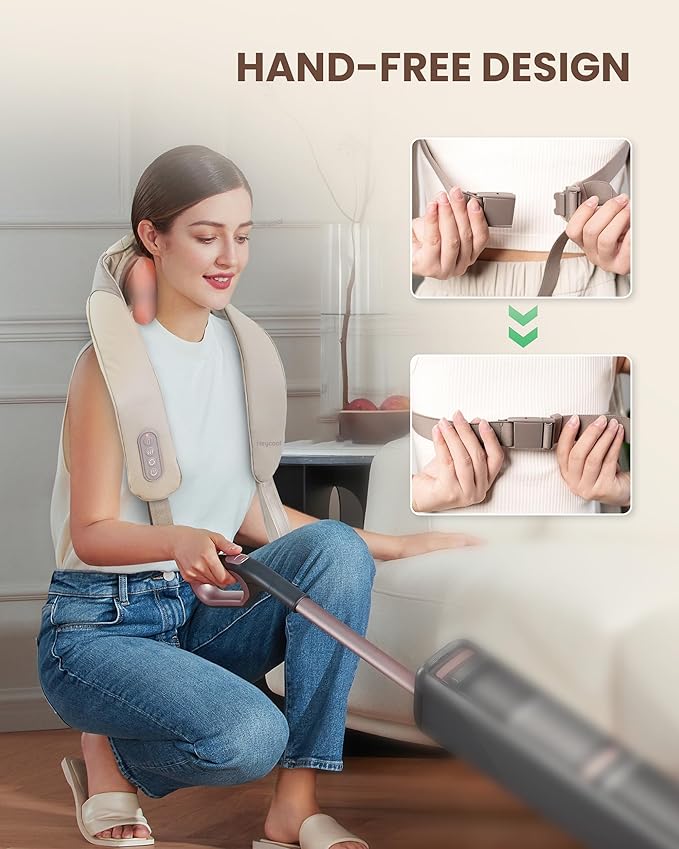 Cordless Neck Shoulder Massager with Heat, Back Massager Pillow, Gifts for Men, Women