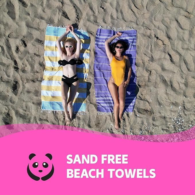 HAVLULAND Turkish Beach Towels Oversized -100% Turkish Cotton Super Soft Lightweight - Absorbent and Quick Drying Bath Towel - Sand Free Beach Towel - Turkish Towels for Adults (Purple, 12 Pack)