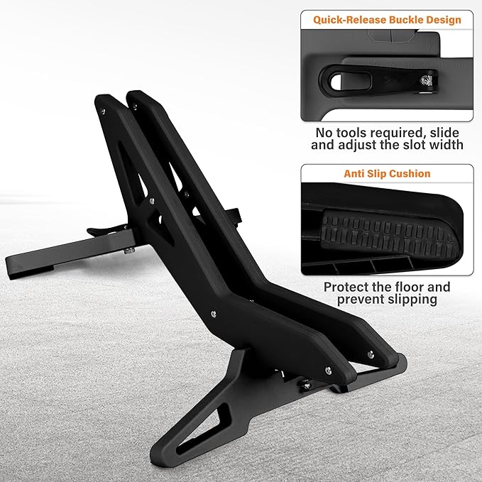 Adjustable Bike Parking Stand Fits 16-29 Inch Bicycles, Compatible with 23c-3.0 Tire Width – Heavy-Duty Plastic, Easy Installation, Stylish Two-Tone Design (Black)