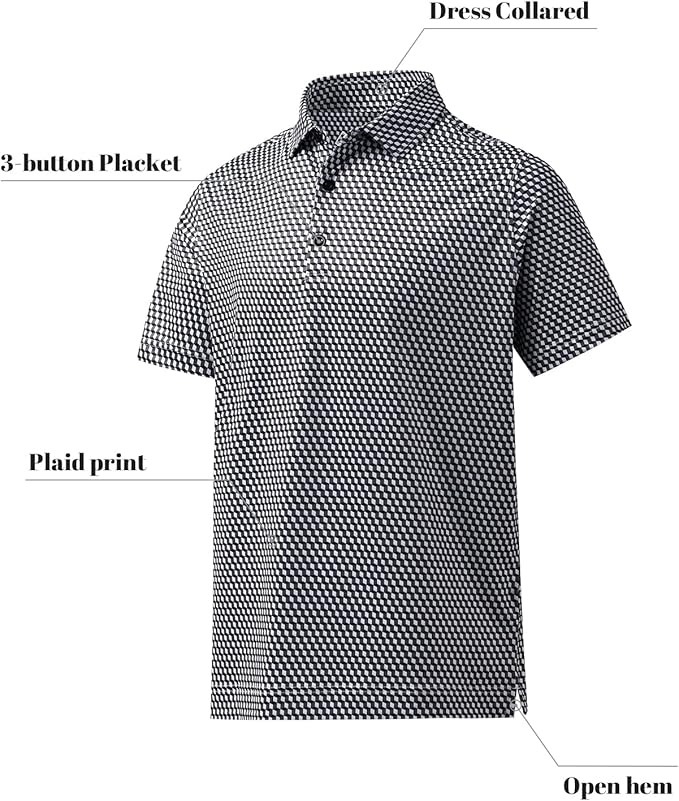 DEOLAX Mens Polo Shirts Fashion Print Mens Golf Shirt Dry Fit Mens Golf Polo Short Sleeve Quick Dry Funny Golf Shirt for Men