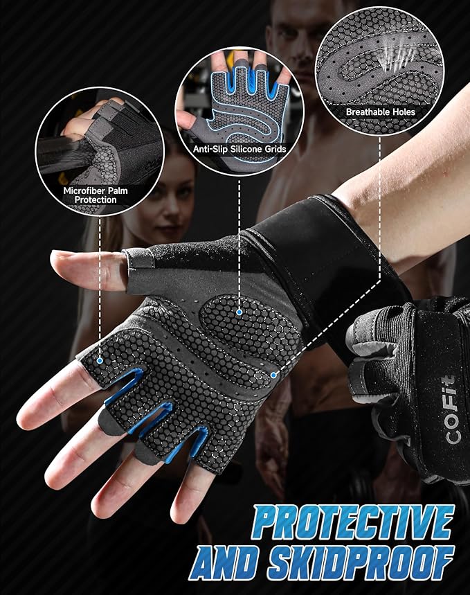 COFIT Breathable Workout Gloves, Antislip Weight Lifting Gym Gloves for Men Women, Superior Grip & Palm Protection for Weightlifting, Fitness, Exercise, Training