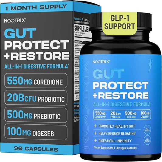 Gut Protect and Restore Supplement | Probiotics for Gut Health, Colon Cleanse & Bloating Relief | Promotes Healthy Digestion | Digestive Enzymes, Postbiotics & Prebiotics | 90 Capsules