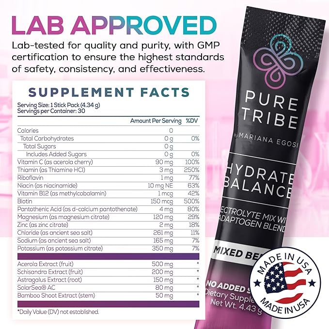 Electrolytes Powder Packets - Sugar Free Hydration Powder Drink Mix Loaded with 6 B Vitamins & Minerals - Energy Drink for Muscle and Mood Support - Mixed Berry Flavor - 30 Servings